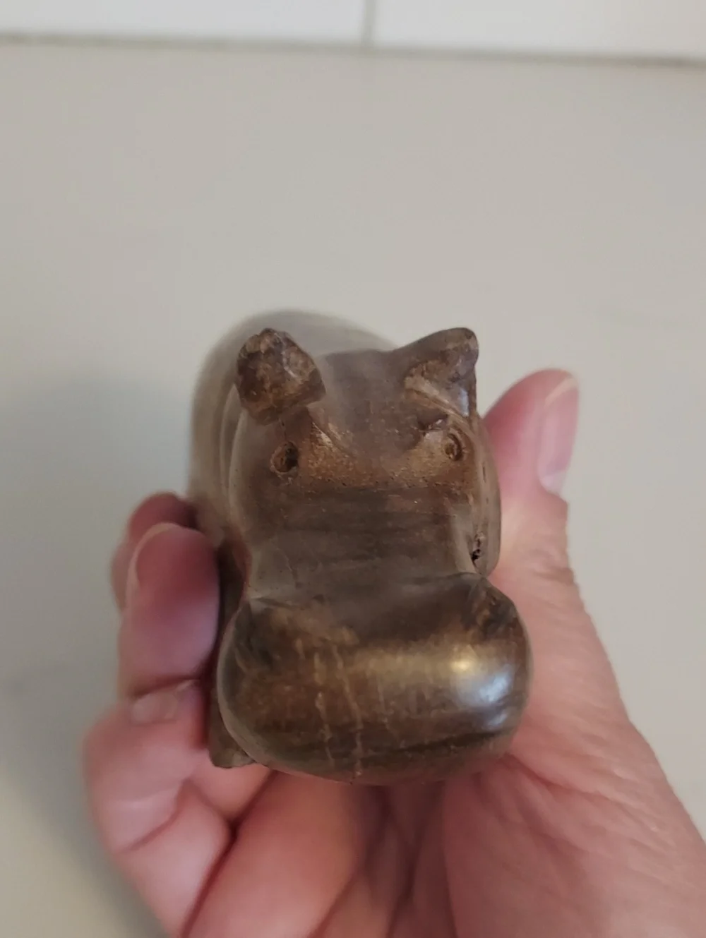 Hippo Figurine Carved Wood 5
